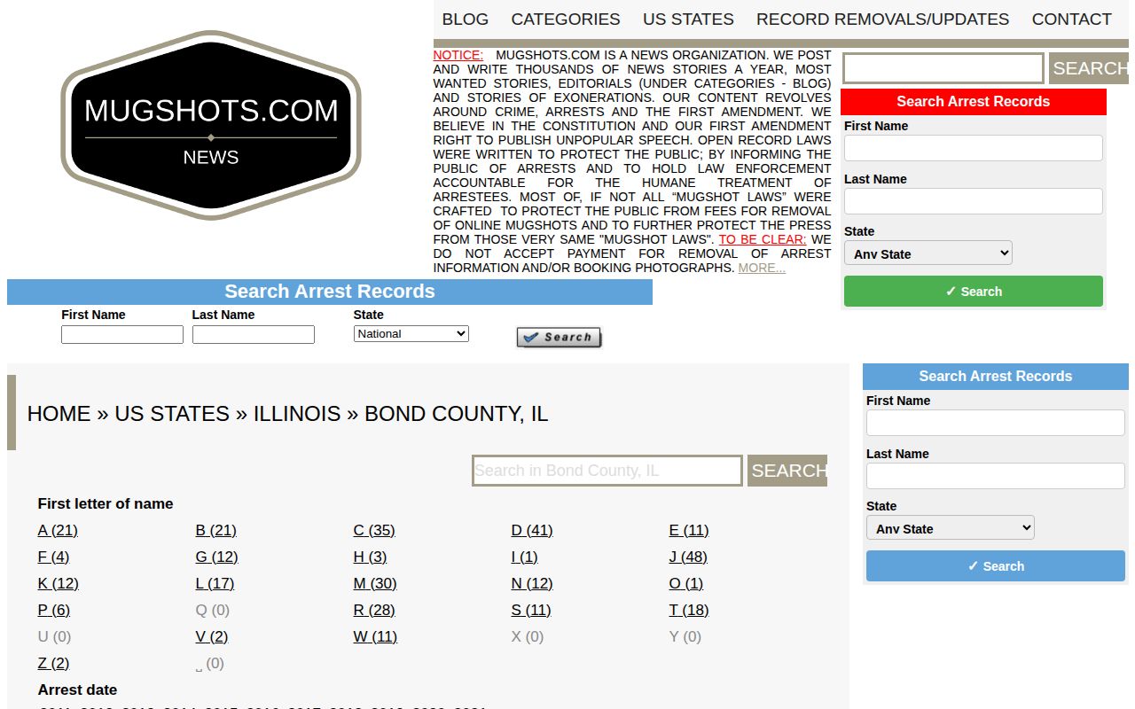 Bond County crime news and unofficial mugshot index source